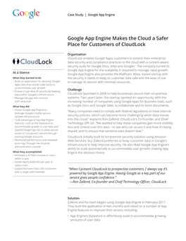 Google App Engine Makes the Cloud a Safer Place for Customers of Cloudlock