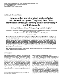 Psocoptera: Trogiidae) from China: Identification Through Scanning Electron Microscopy and DNA Barcode