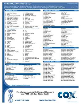 Cox Communications Channel Lineup