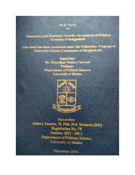 Ph.D. Thesis on Democracy and Economic Growth: an Analysis Of