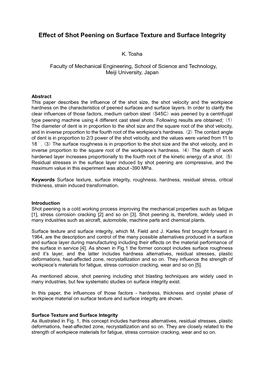 Effect of Shot Peening on Surface Texture and Surface Integrity