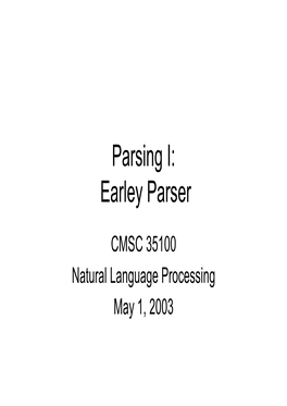 Parsing I: Earley Parser