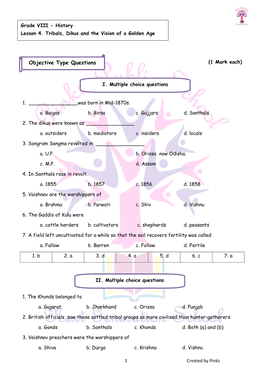 Objective Type Questions (1 Mark Each)