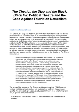 The Cheviot, the Stag and the Black, Black Oil: Political Theatre and the Case Against Television Naturalism