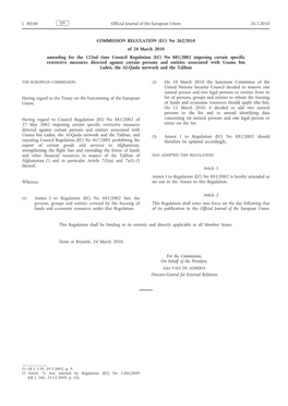 Commission Regulation (EU) No 262/2010