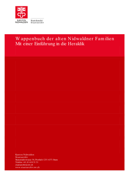 Wappenbuch Der Alten Nidwaldner Familien Mit Einer Einführung in Die Heraldik