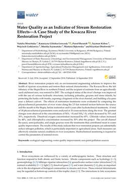 Water Quality As an Indicator of Stream Restoration Effects—A Case Study of the Kwacza River Restoration Project