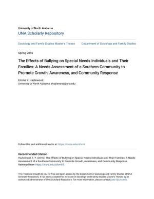 The Effects of Bullying on Special Needs Individuals and Their Families
