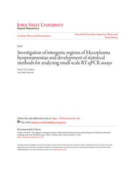 Investigation of Intergenic Regions of Mycoplasma Hyopneumoniae and Development of Statistical Methods for Analyzing Small-Scale RT-Qpcr Assays Stuart W