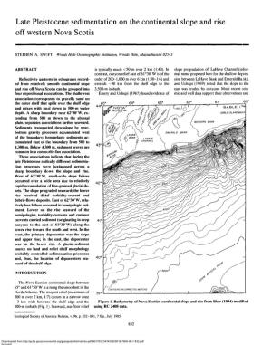 Late Pleistocene Sedimentation on the Continental Slope and Rise Off Western Nova Scotia