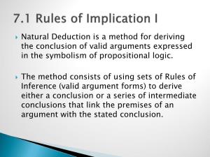 7.1 Rules of Implication I
