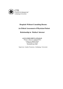 Hospitals Without Consulting Rooms: an Ethical Assessment of Physician
