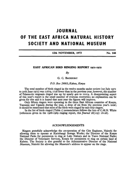 Journal of the East Africa Natural History Society