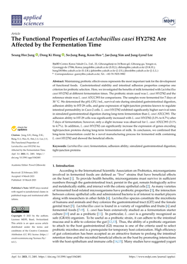 The Functional Properties of Lactobacillus Casei HY2782 Are Affected by the Fermentation Time