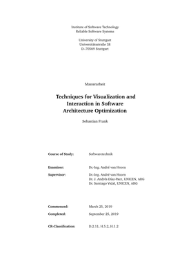 Techniques for Visualization and Interaction in Software Architecture Optimization