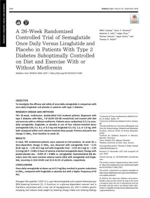 A 26-Week Randomized Controlled Trial of Semaglutide Once Daily Versus Liraglutide and Placebo in Patients with Type 2 Diabetes