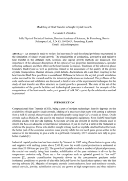 Modelling of Heat Transfer in Single Crystal Growth