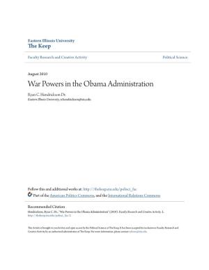 War Powers in the Obama Administration Ryan C