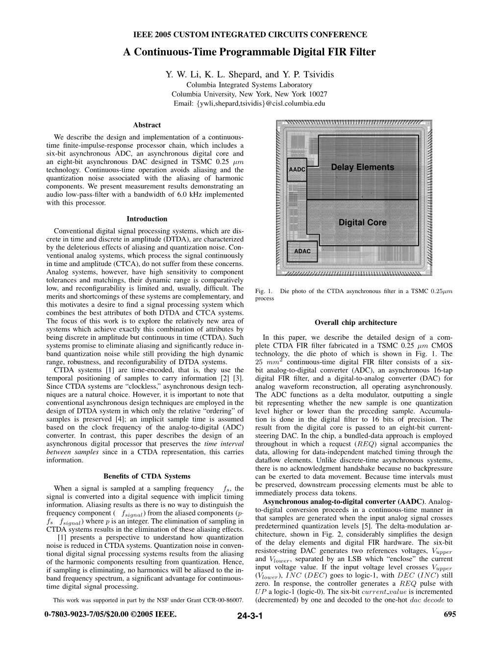 A Continuous-Time Programmable Digital FIR Filter