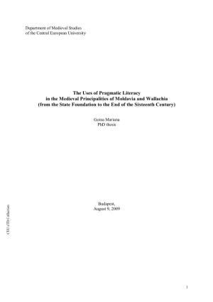 The Uses of Pragmatic Literacy in the Medieval Principalities of Moldavia