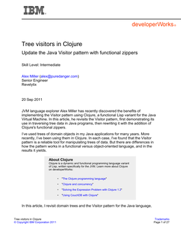 Tree Visitors in Clojure Update the Java Visitor Pattern with Functional Zippers