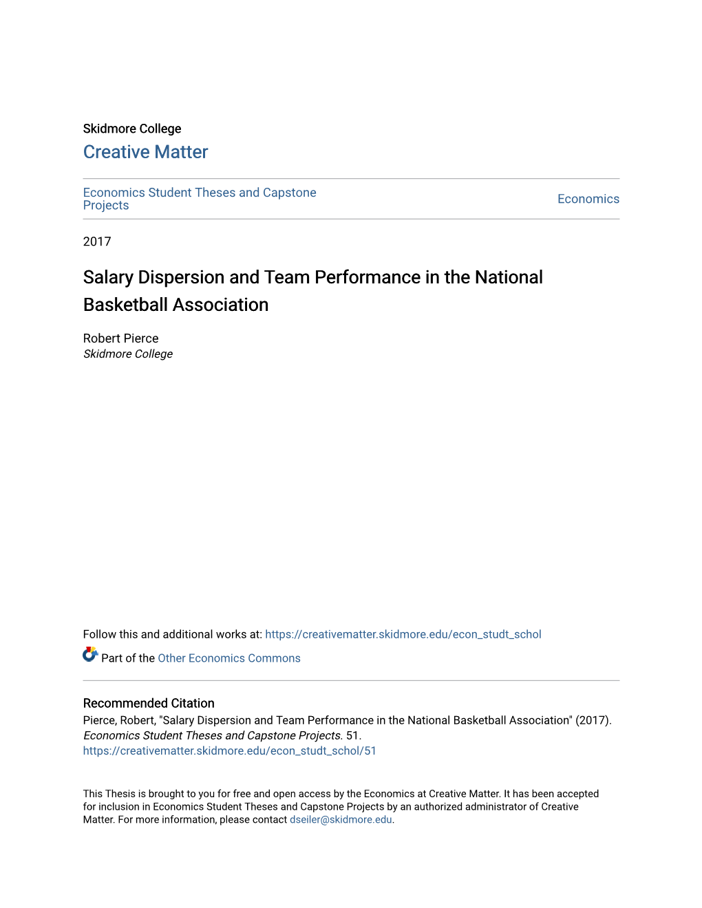 Salary Dispersion and Team Performance in the National Basketball Association