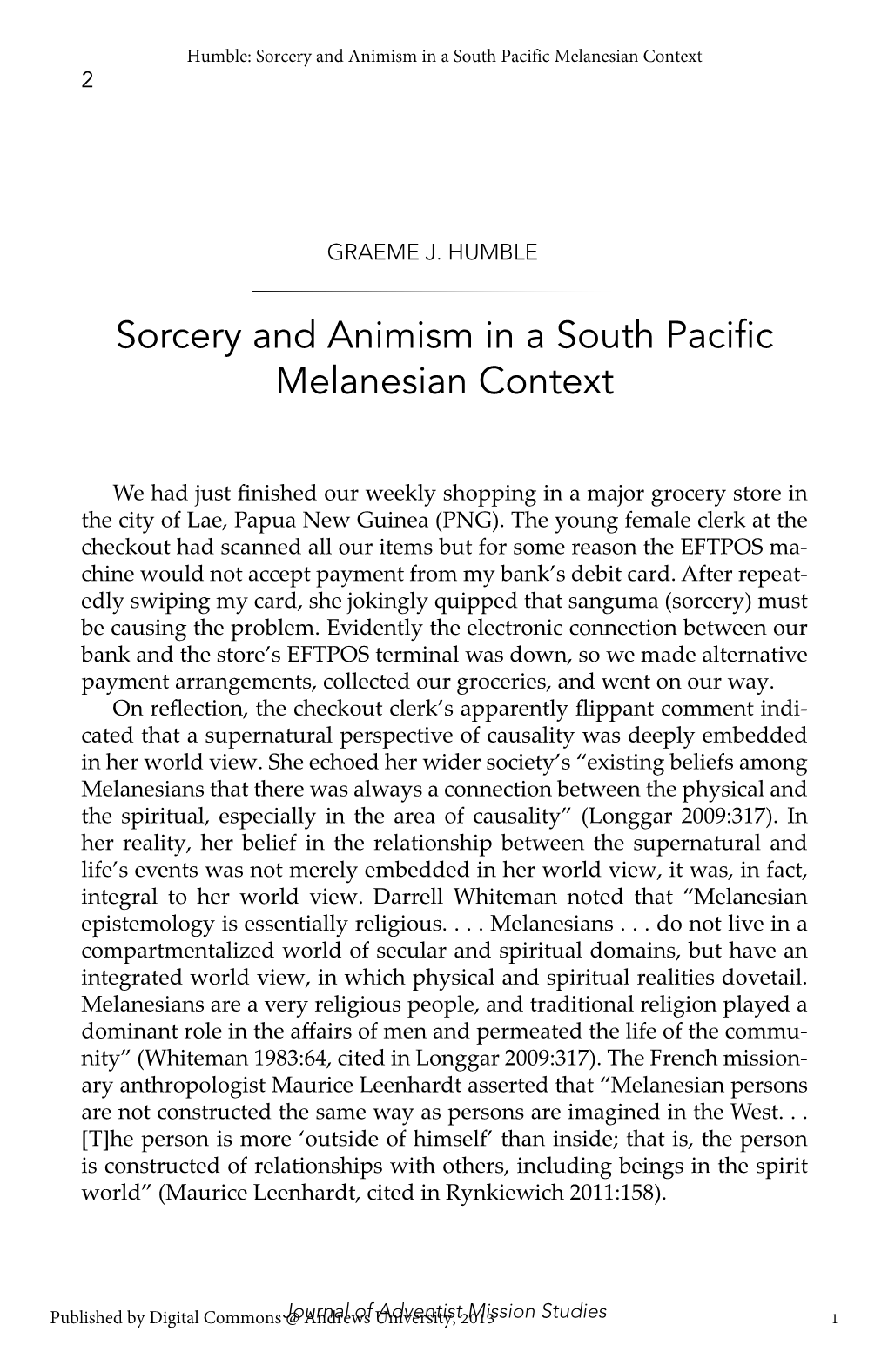 Sorcery and Animism in a South Pacific Melanesian Context 2