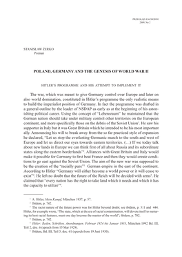 Poland, Germany and the Genesis of World War II
