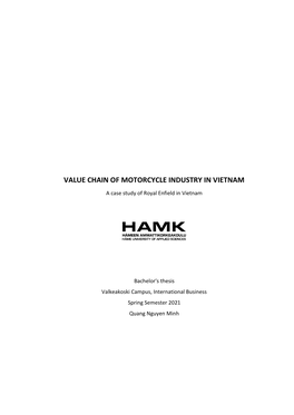 Value Chain of Motorcycle Industry in Vietnam