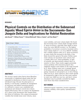 Physical Controls on the Distribution of the Submersed Aquatic Weed
