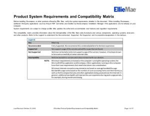 Product System Requirements and Compatibility Matrix