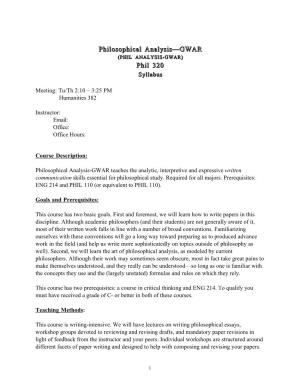 Philosophical Analysis—GWAR Phil