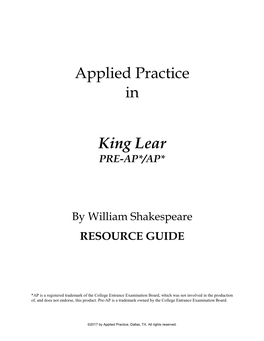 King Lear PRE-AP*/AP*