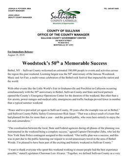 Woodstock's 50 a Memorable Success