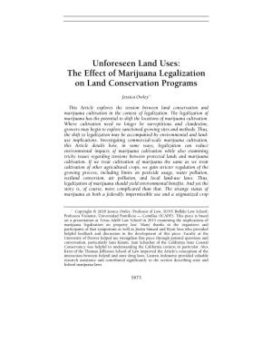 The Effect of Marijuana Legalization on Land Conservation Programs