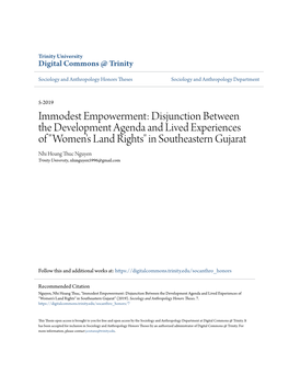 Women's Land Rights" in Southeastern Gujarat Nhi Hoang Thuc Nguyen Trinity University, Nhinguyen5996@Gmail.Com