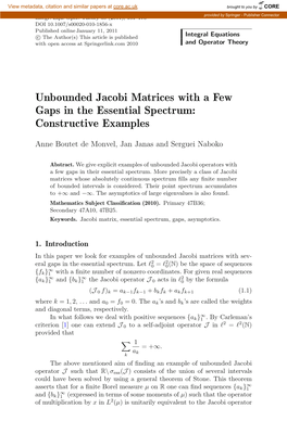 Unbounded Jacobi Matrices with a Few Gaps in the Essential Spectrum: Constructive Examples