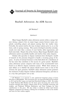 Baseball Arbitration: an ADR Success