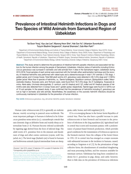 Prevalence of Intestinal Helminth Infections in Dogs and Two Species of Wild Animals from Samarkand Region of Uzbekistan