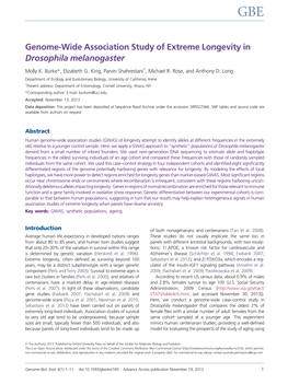 Genome-Wide Association Study of Extreme Longevity in Drosophila Melanogaster