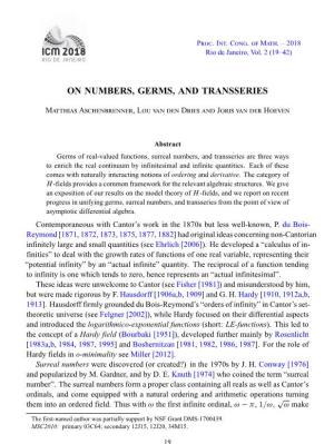 On Numbers, Germs, and Transseries