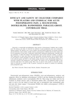 Efficacy and Safety of Celecoxib