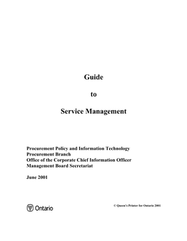 Guide to Service Management