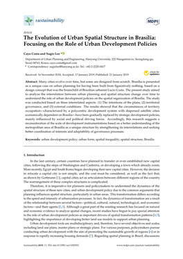 The Evolution of Urban Spatial Structure in Brasília: Focusing on the Role of Urban Development Policies