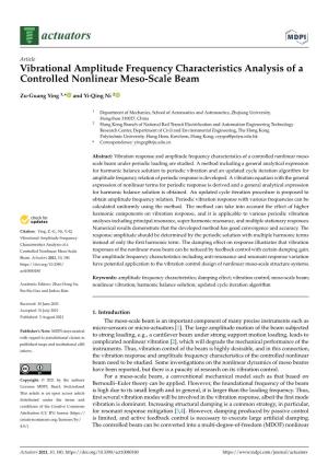Vibrational Amplitude Frequency Characteristics Analysis of a Controlled Nonlinear Meso-Scale Beam