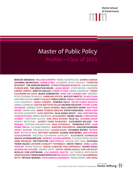 Master of Public Policy Profiles—Class of 2013