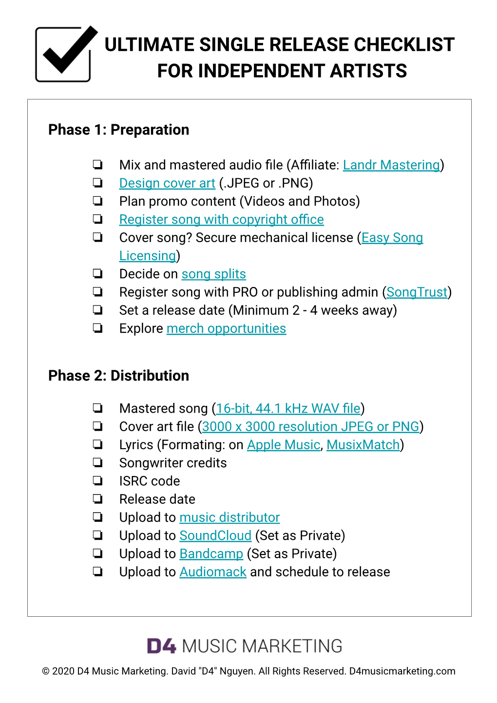 Ultimate Single Release Checklist for Independent Artists