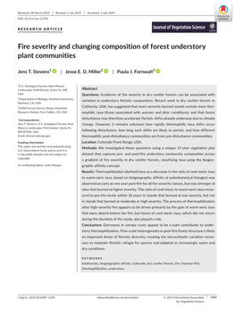 Fire Severity and Changing Composition of Forest Understory Plant Communities