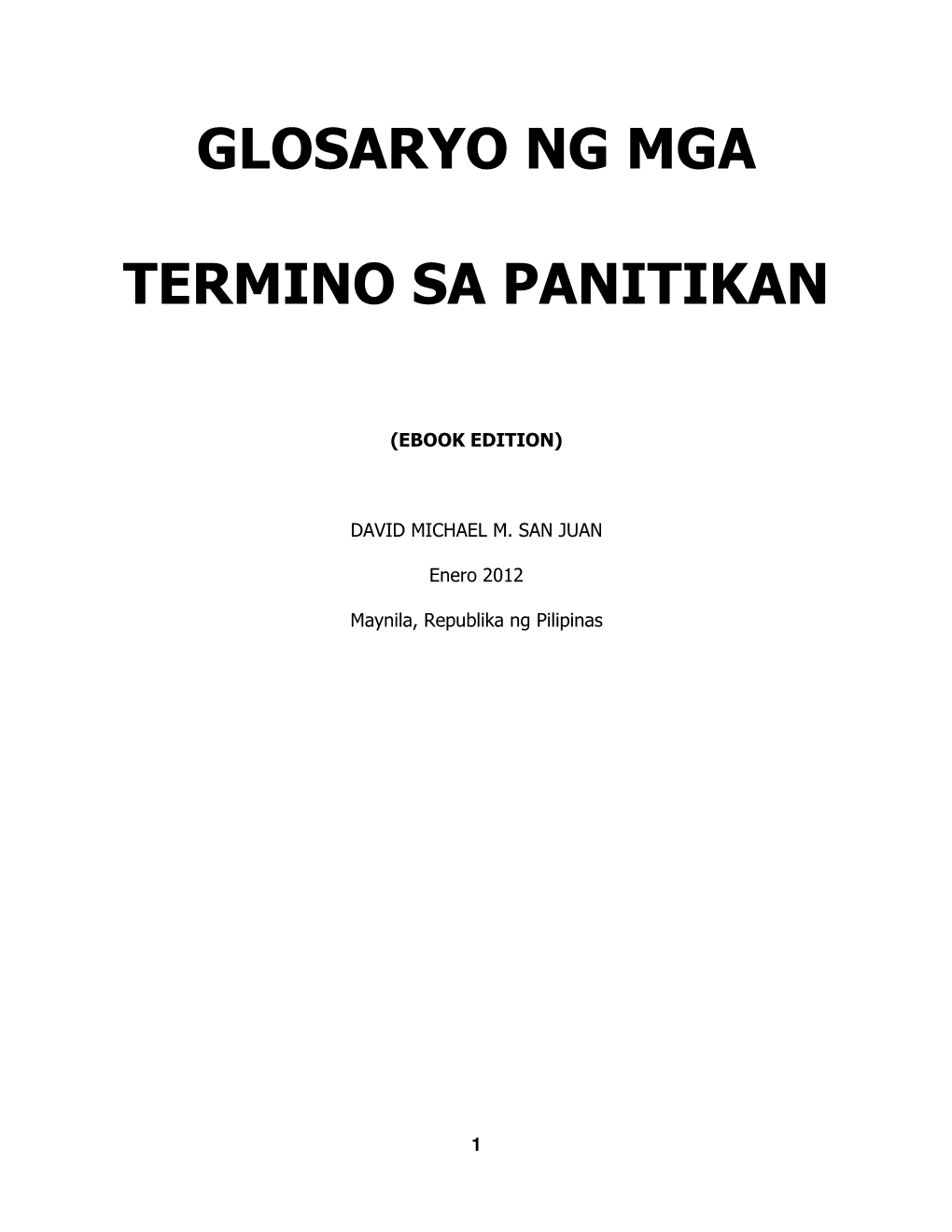 Glosaryo Ng Mga Termino Sa Panitikan”