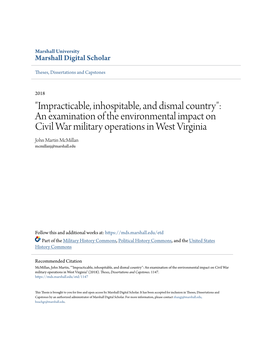 "Impracticable, Inhospitable, and Dismal Country": an Examination of the Environmental Impact on Civil War Military Op